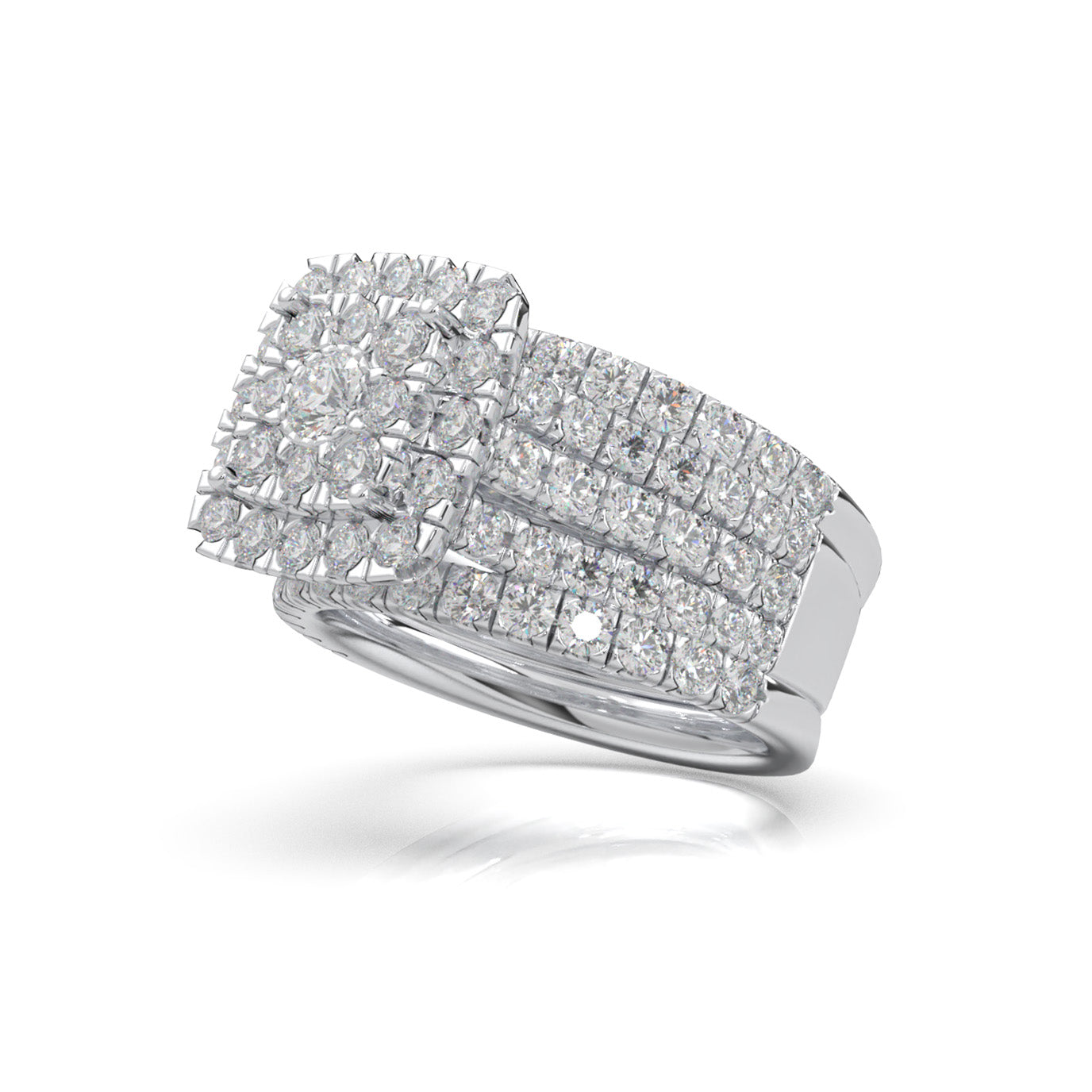 3.20 ct Natural Diamond Engagement Sets in 14k White Gold