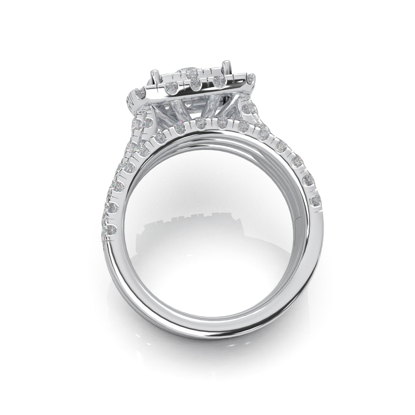 3.20 ct Moissanite Engagement Sets in 14k White Gold