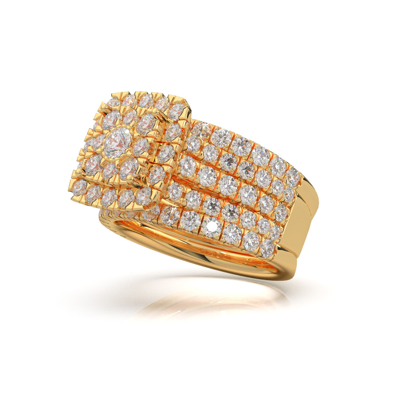 3.20 ct Natural Diamond Engagement Sets in 14k Yellow Gold