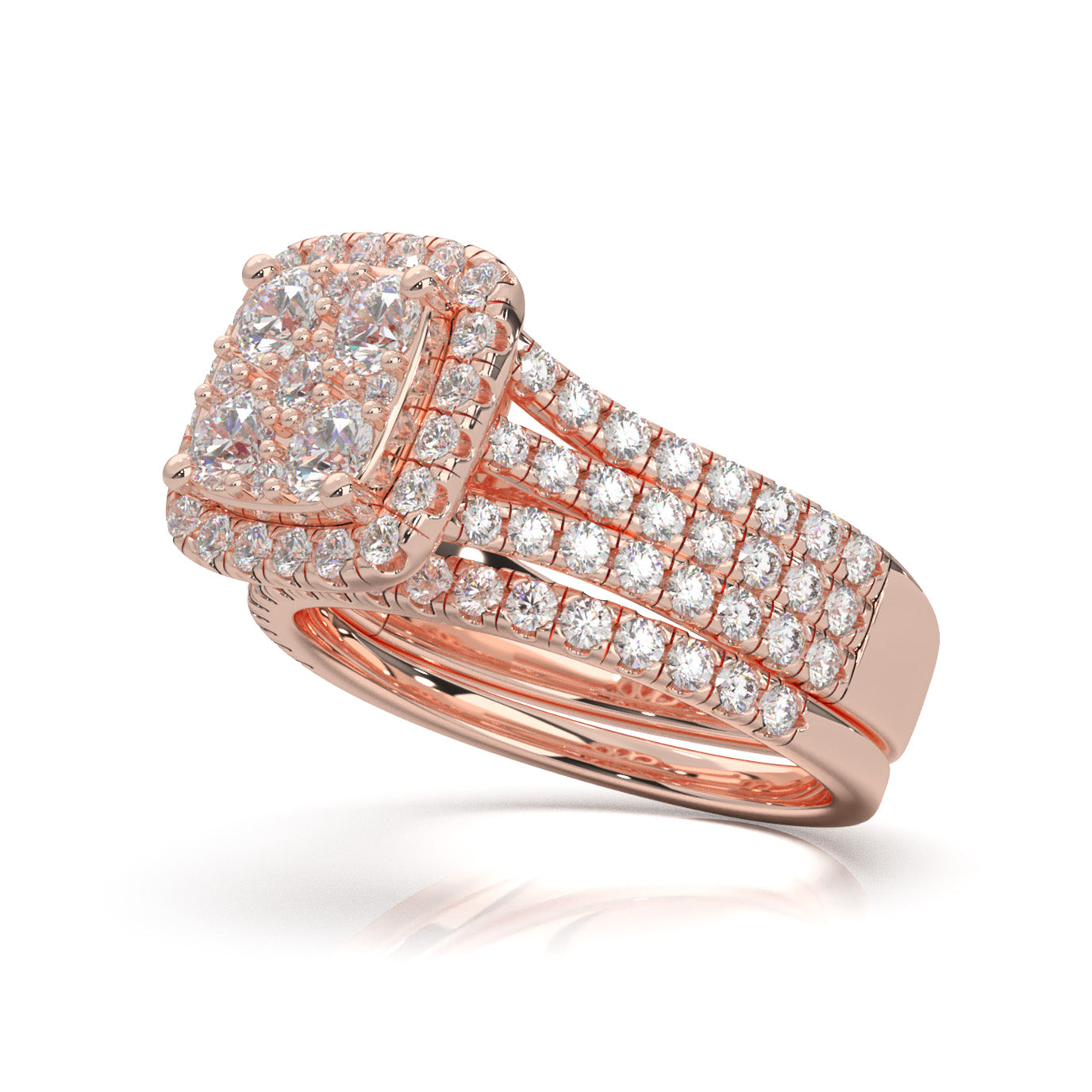 2.00 ct Natural Diamond Engagement Sets in 14k Rose Gold