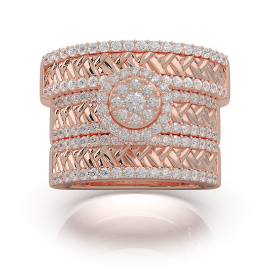 1.80 ct Moissanite Trio Rings in 14k Rose Gold
