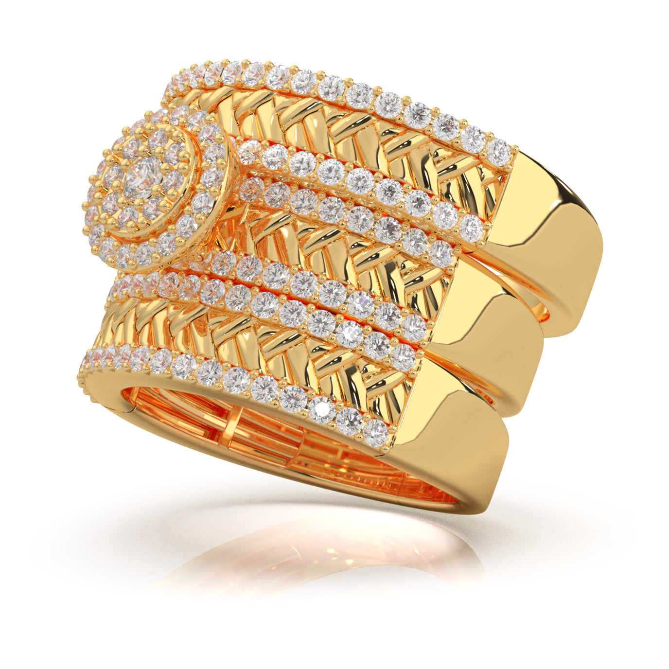 1.80 ct Lab Grown Diamond Trio Rings in 14k Yellow Gold