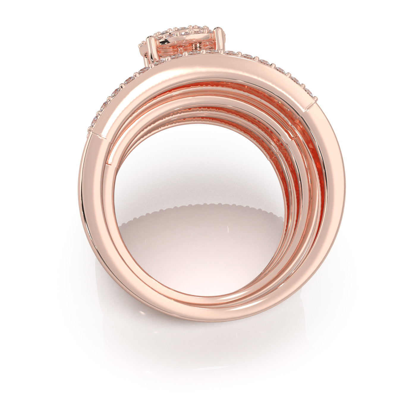 2.30 ct Natural Diamond Trio Rings in 14k Rose Gold