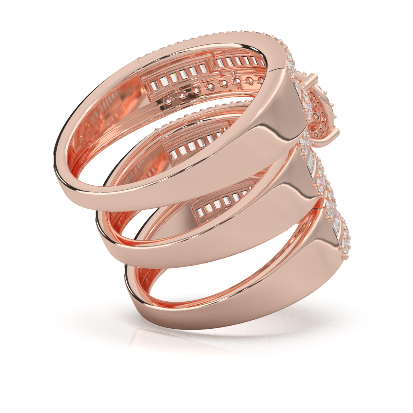 2.30 ct Moissanite Trio Rings in 10k Rose Gold