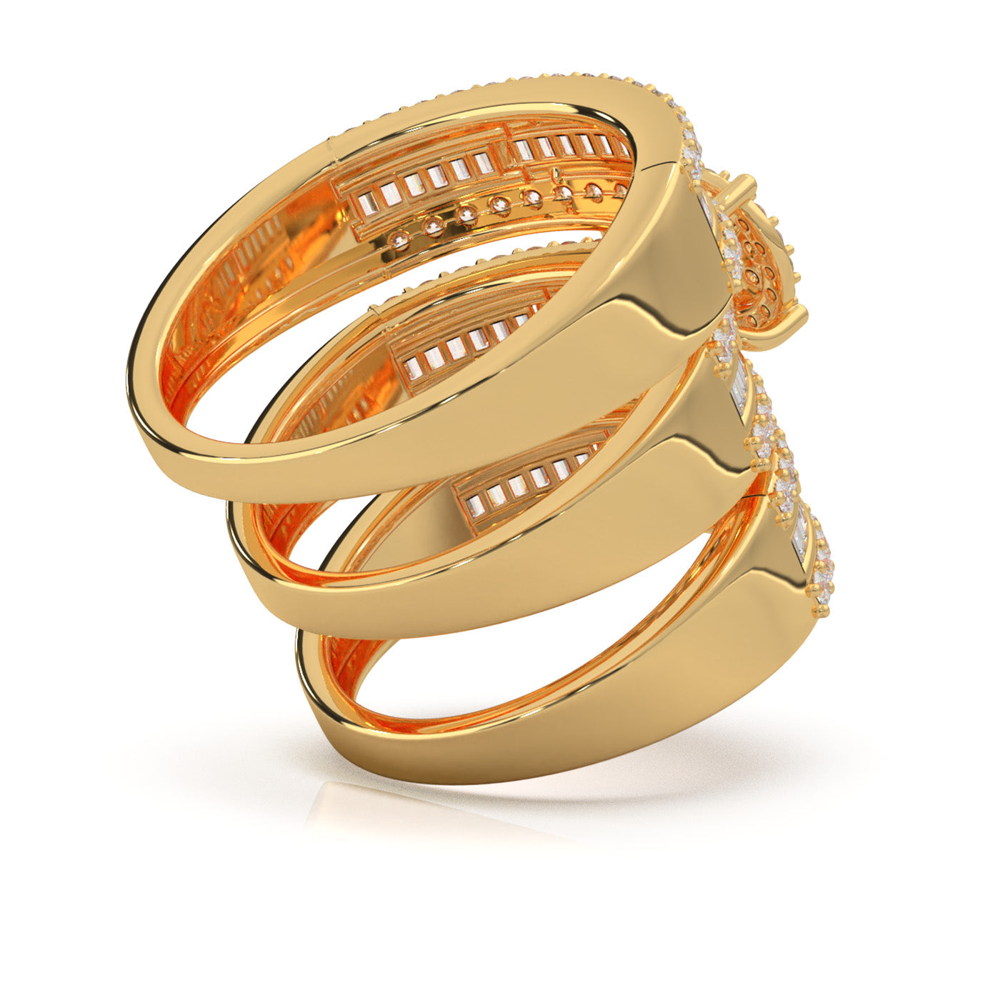 2.30 ct Moissanite Trio Rings in 10k Yellow Gold