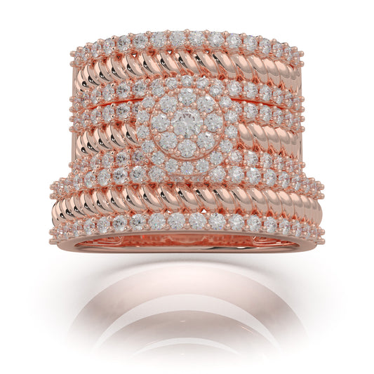 1.70 ct Natural Diamond Trio Rings in 14k Rose Gold