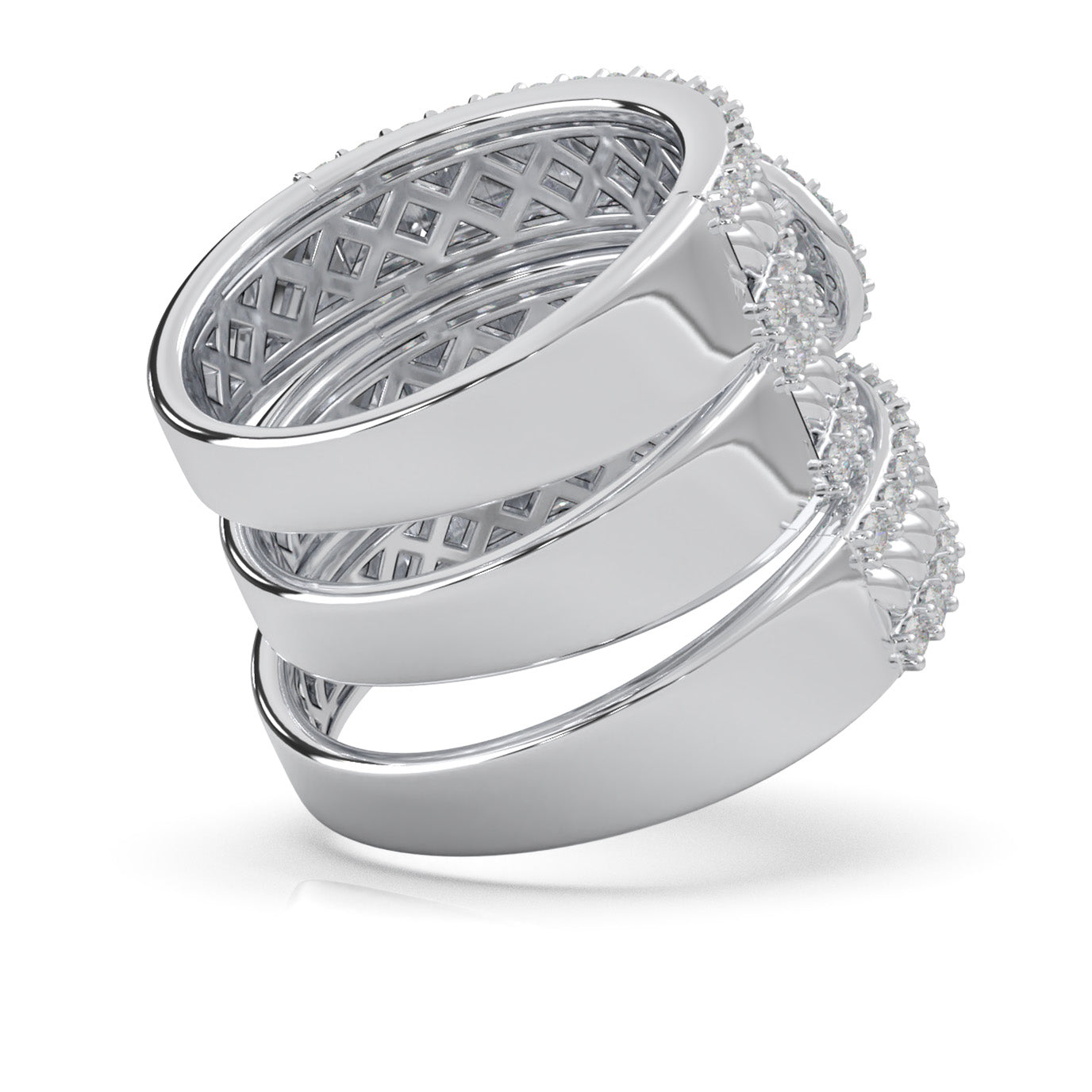1.70 ct Moissanite Trio Rings in 14k White Gold