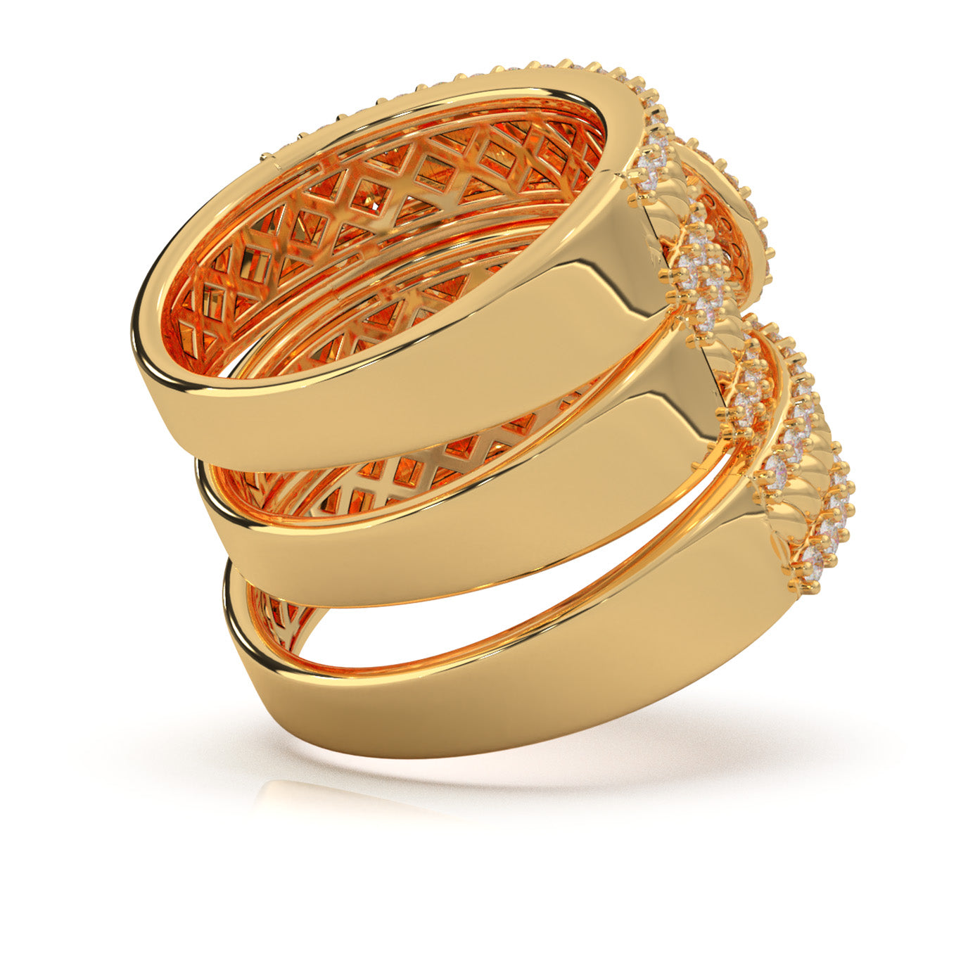 1.70 ct Moissanite Trio Rings in 10k Yellow Gold