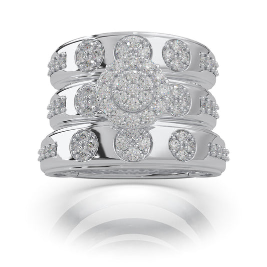 1.20 ct Natural Diamond Trio Rings in 14k White Gold