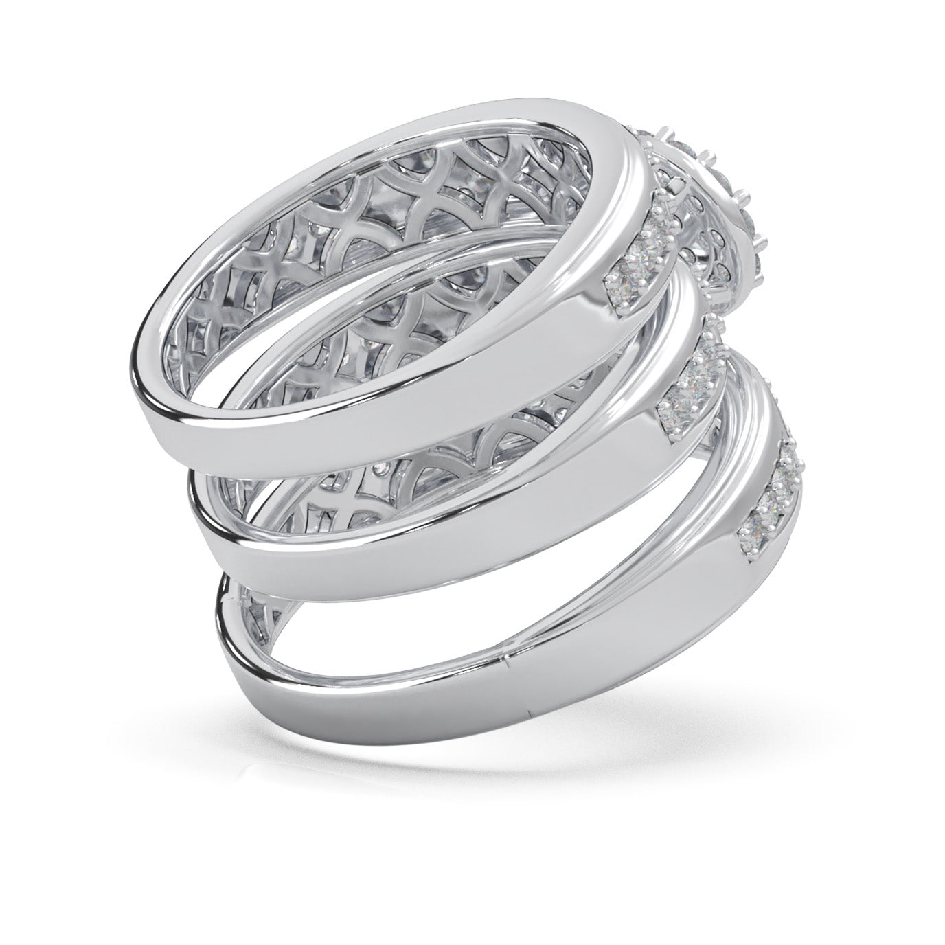 1.20 ct Moissanite Trio Rings in 10k White Gold