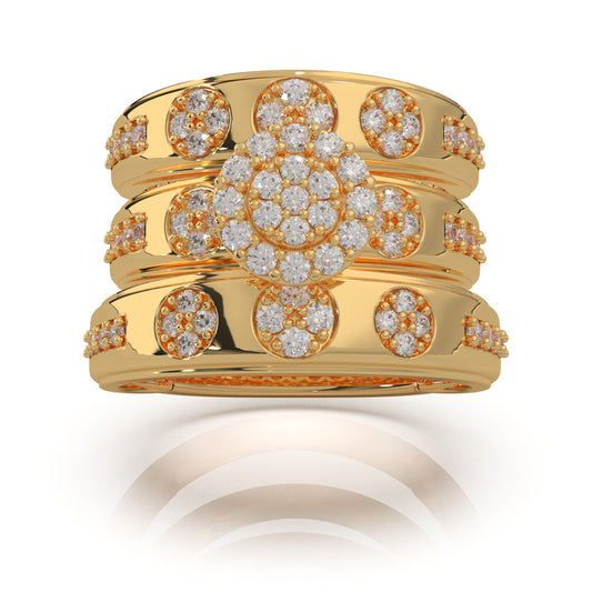 1.20 ct Natural Diamond Trio Rings in 10k Yellow Gold