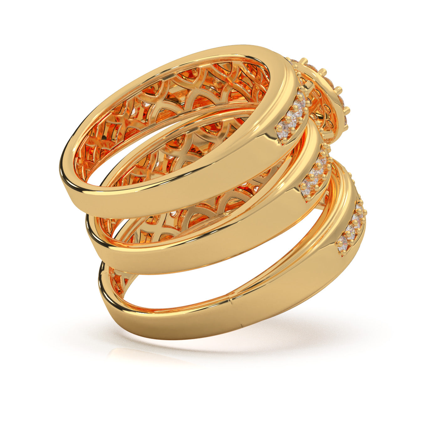 1.20 ct Moissanite Trio Rings in 10k Yellow Gold