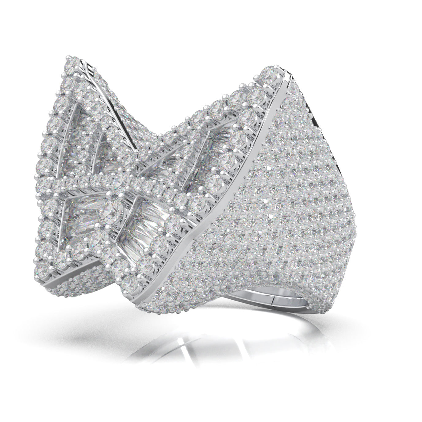 7.40 ct Moissanite Fancy Rings in 14k White Gold