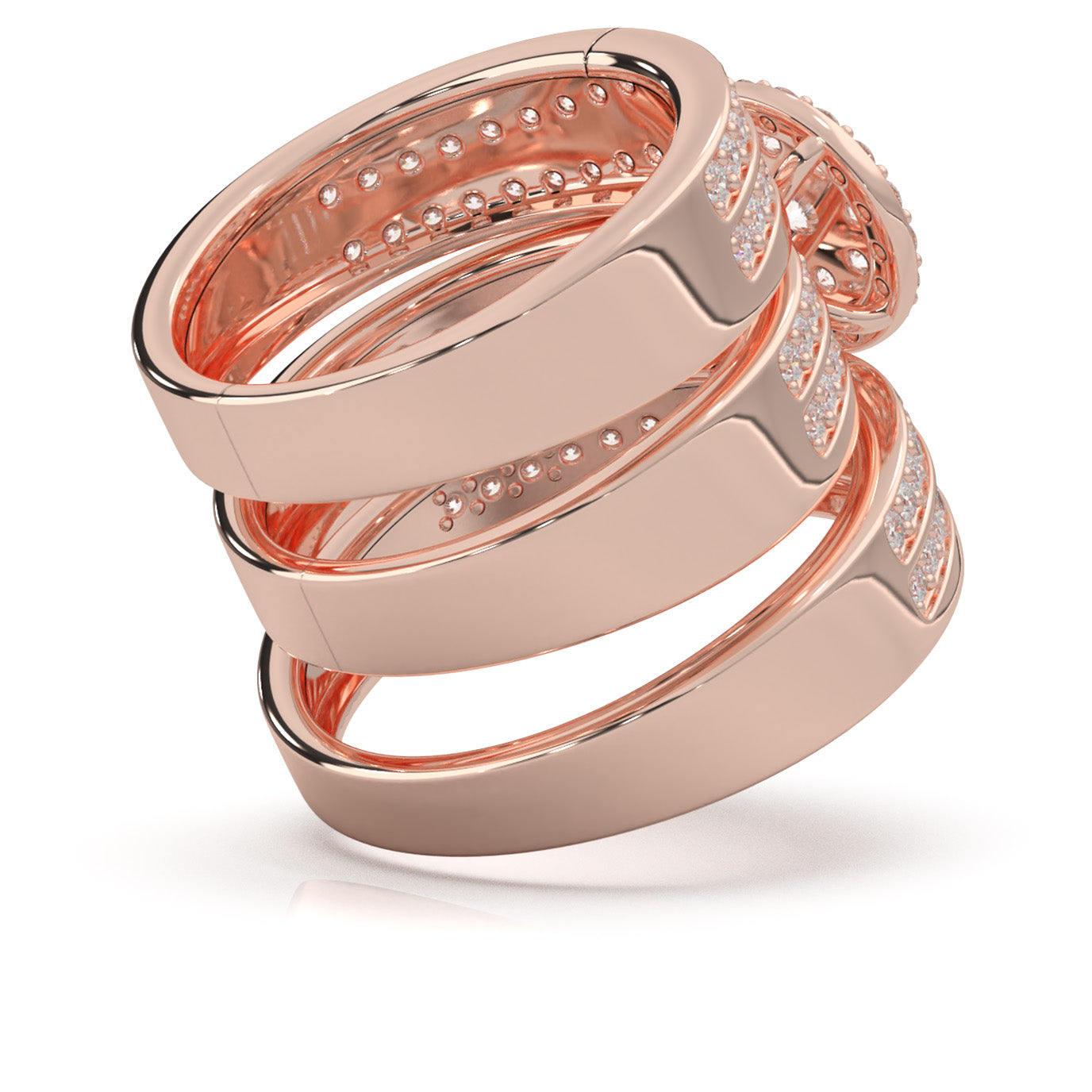 2.30 ct Natural Diamond Trio Rings in 14k Rose Gold