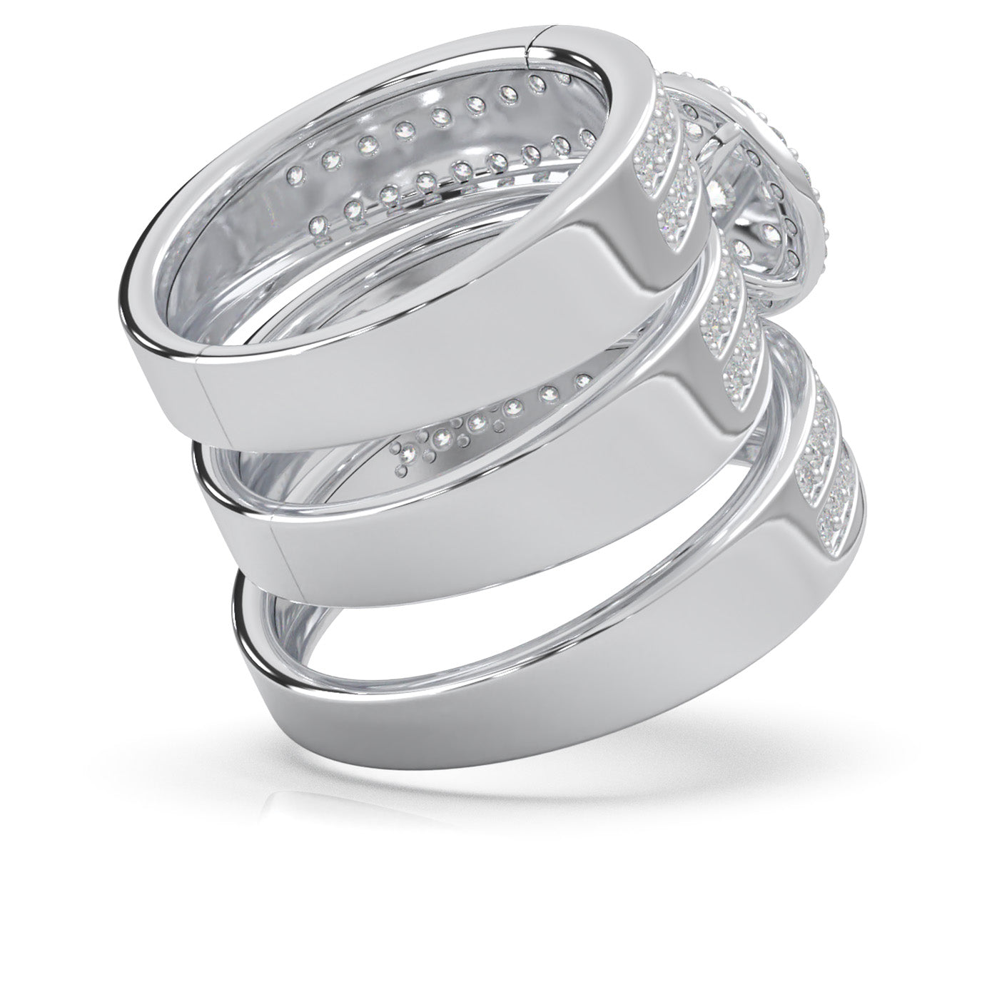 2.30 ct Natural Diamond Trio Rings in 14k White Gold