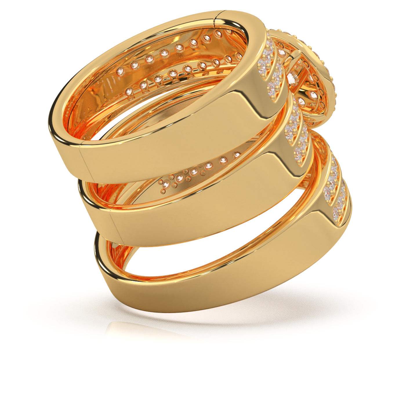 2.30 ct Natural Diamond Trio Rings in 14k Yellow Gold