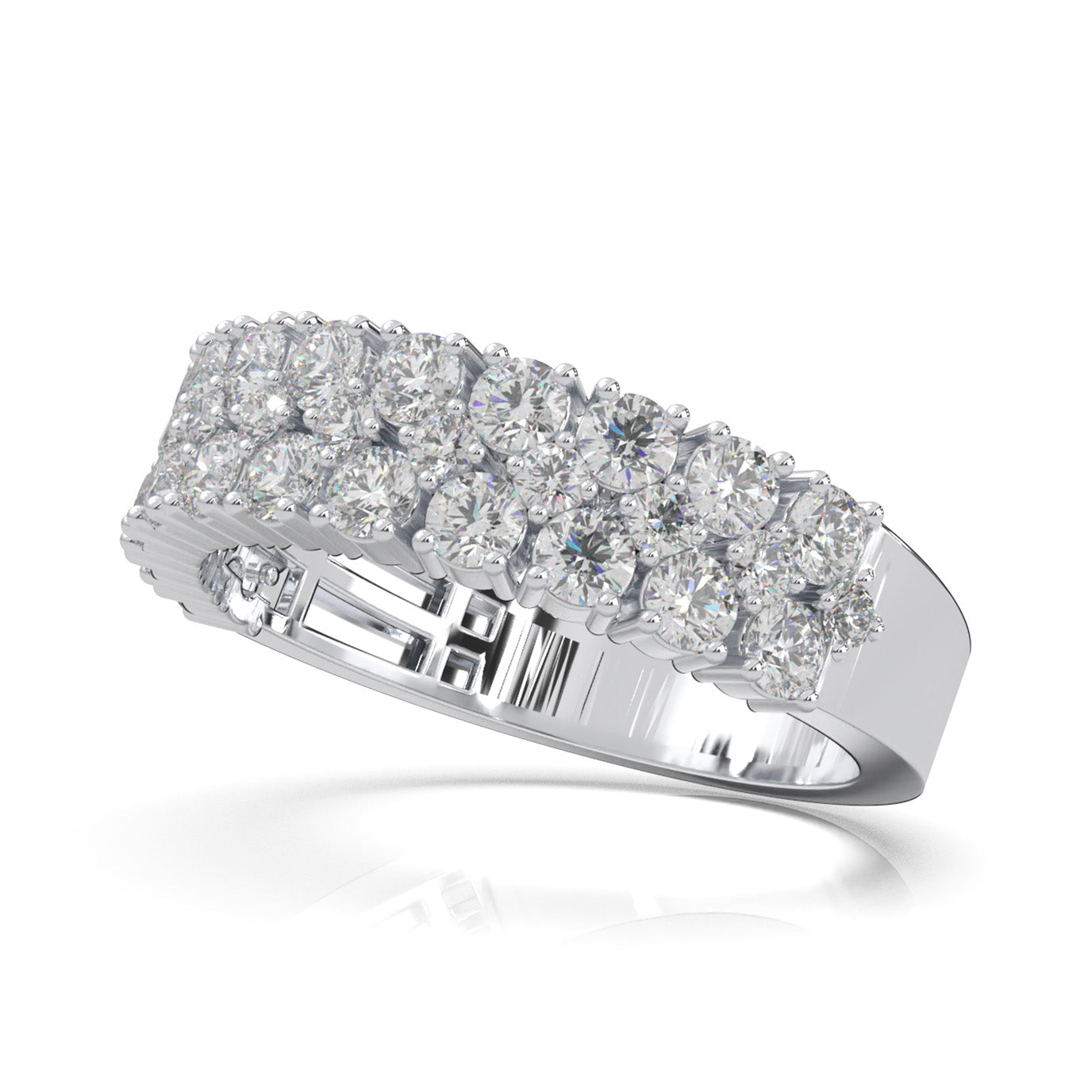 3.00 ct Natural Diamond Wedding Bands in 10k White Gold