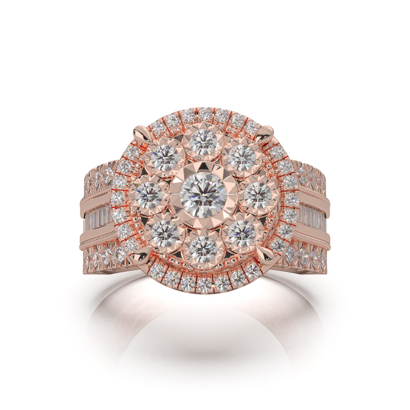 2.20 ct Natural Diamond Engagement Rings in 10k Rose Gold