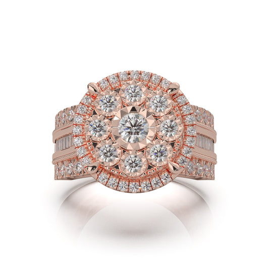 2.20 ct Natural Diamond Engagement Rings in 10k Rose Gold