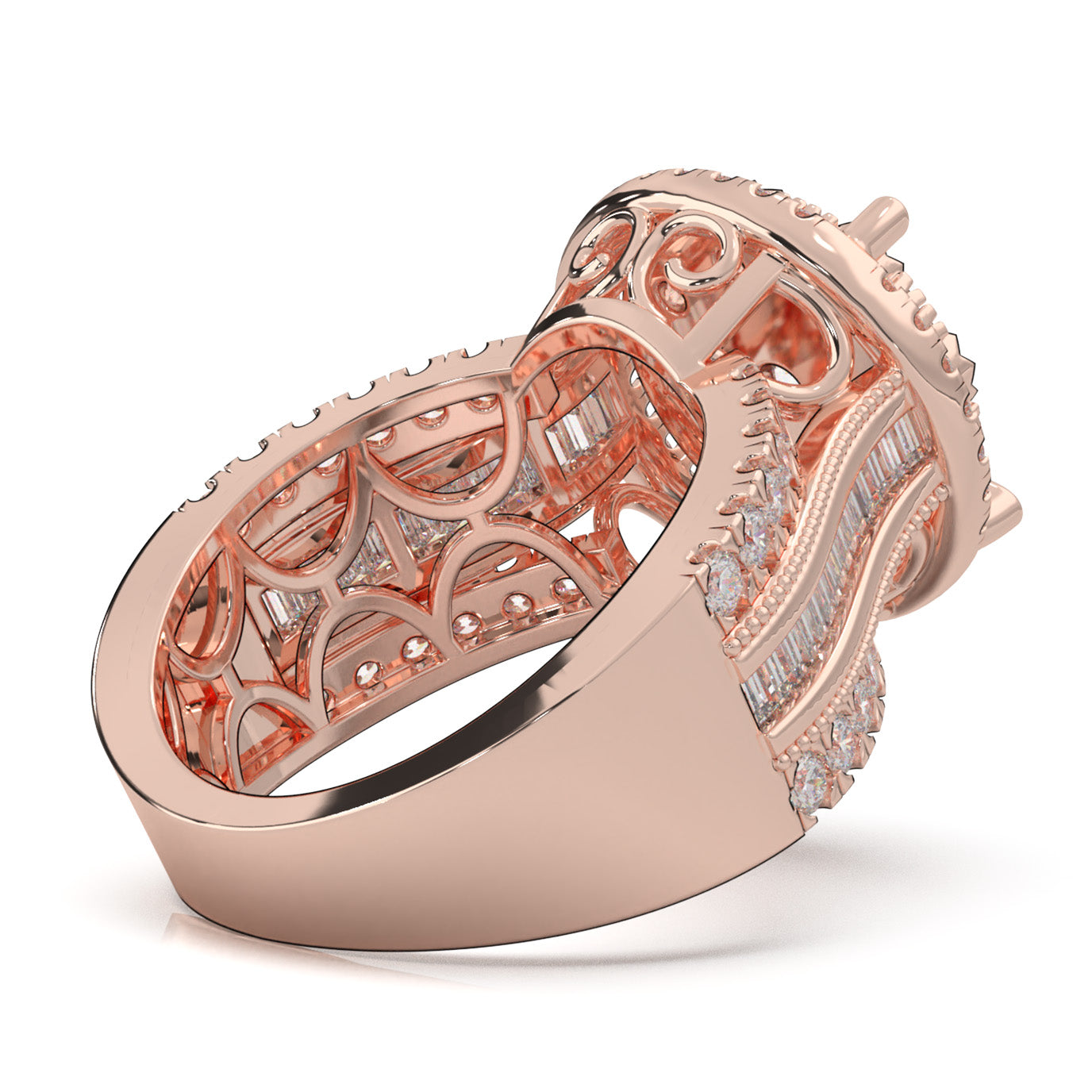2.20 ct Moissanite Engagement Rings in 14k Rose Gold
