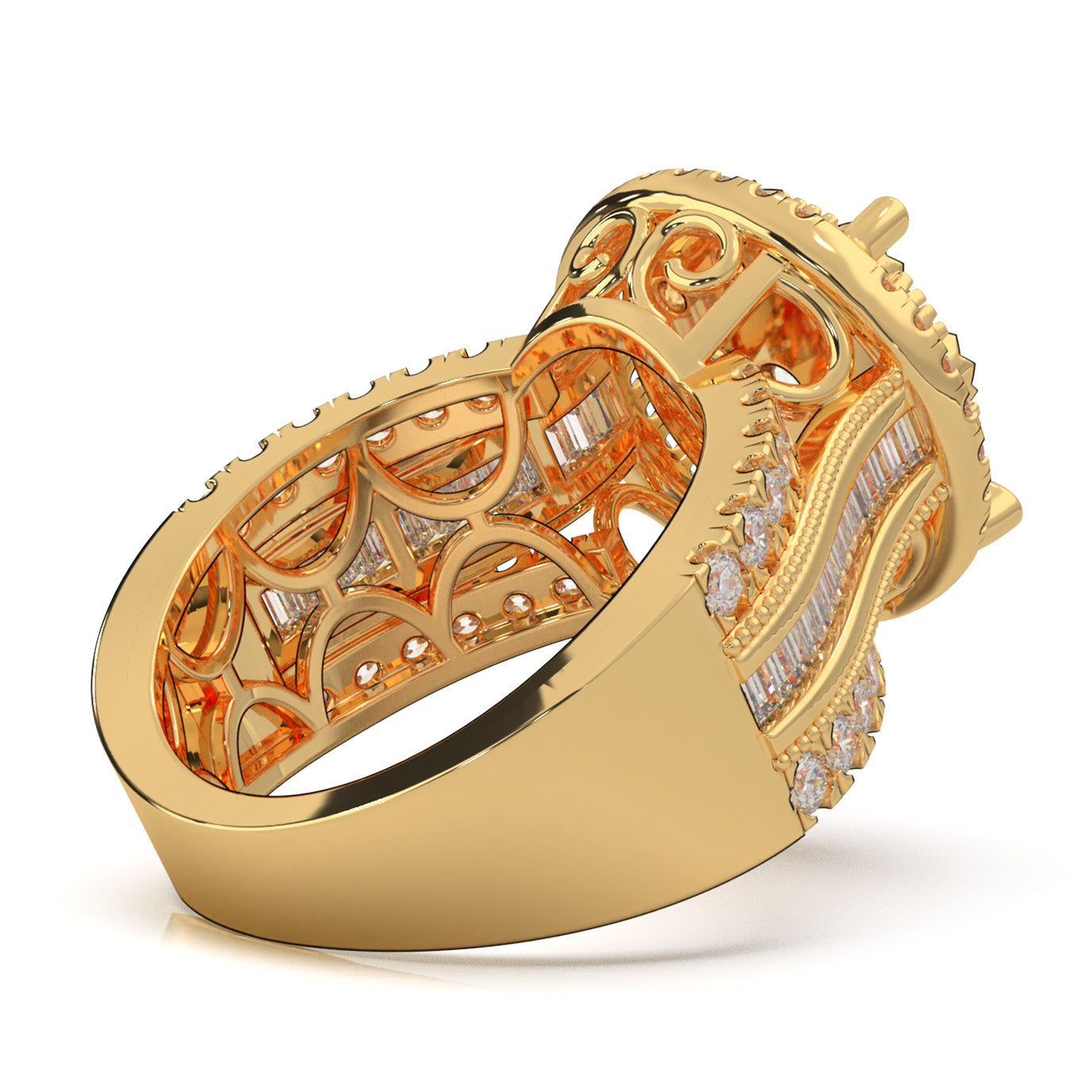 2.20 ct Moissanite Engagement Rings in 14k Yellow Gold