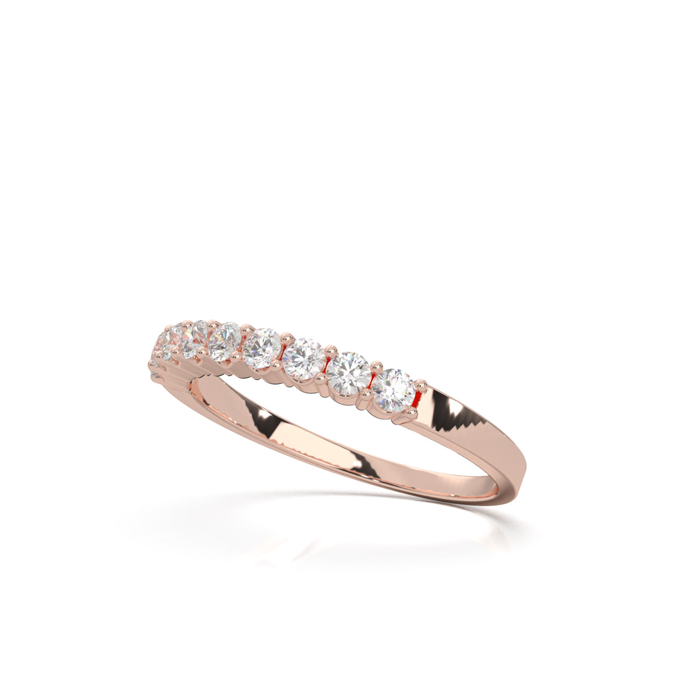 0.45 ct Moissanite Round Cut Shared Prong 9 Stone Wedding Band in 10k Rose Gold