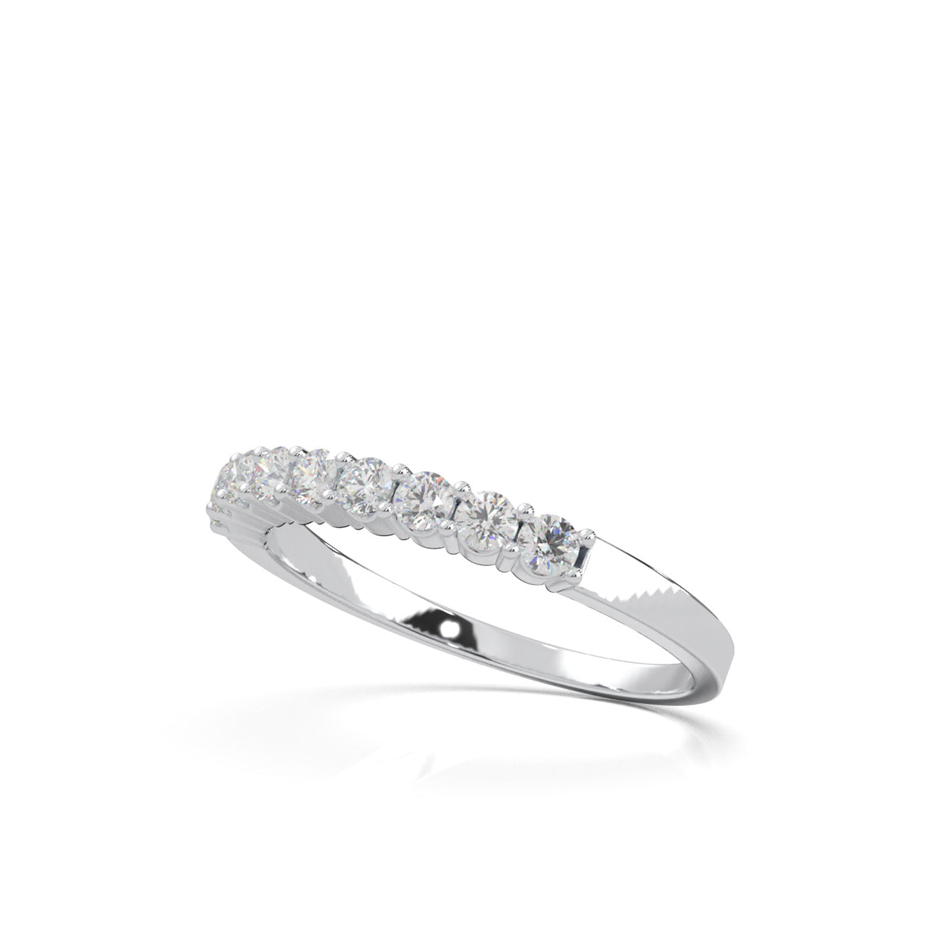 0.45 ct Moissanite Round Cut Shared Prong 9 Stone Wedding Band in 10k White Gold