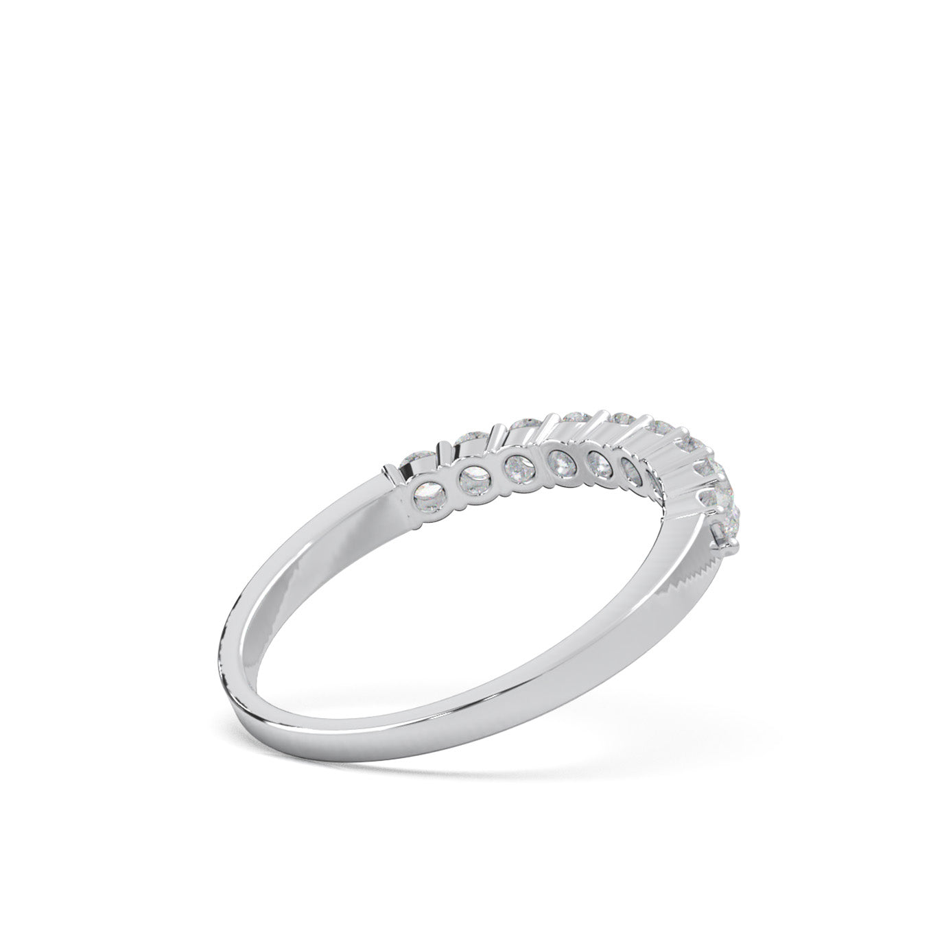 0.45 ct Moissanite Round Cut Shared Prong 9 Stone Wedding Band in 10k White Gold