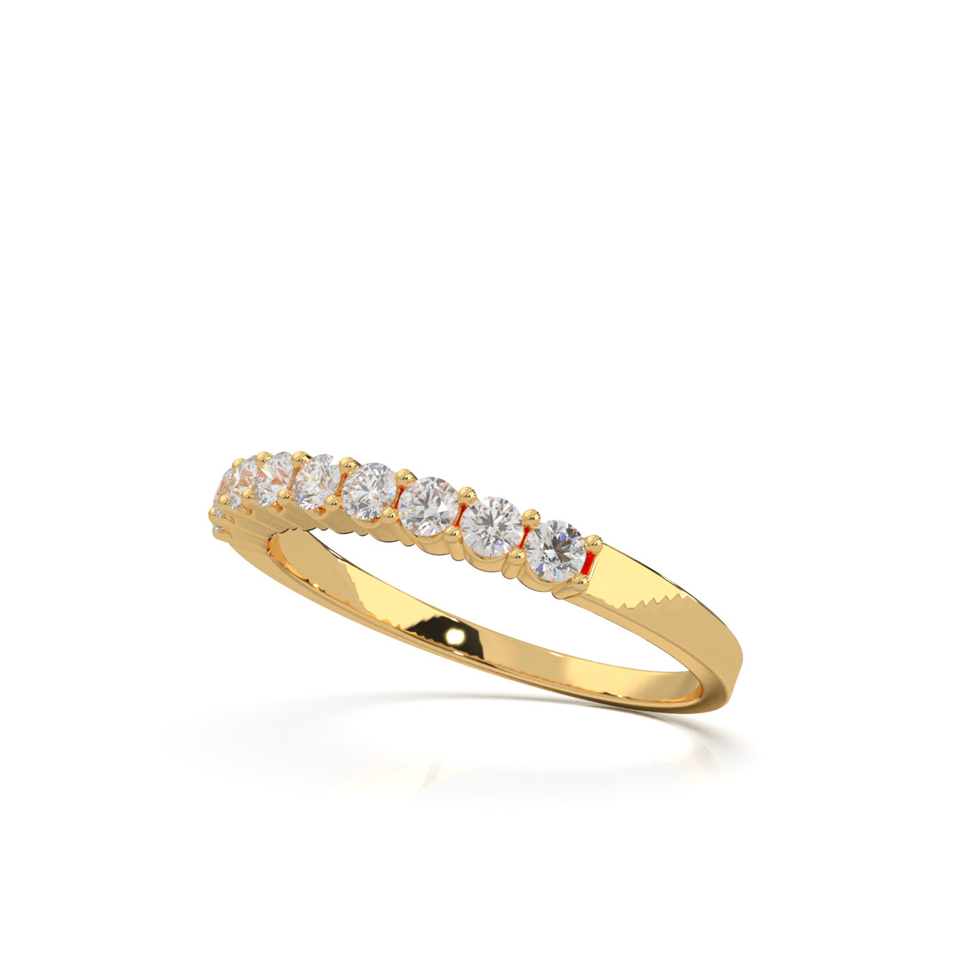 0.45 ct Moissanite Round Cut Shared Prong 9 Stone Wedding Band in 10k Yellow Gold