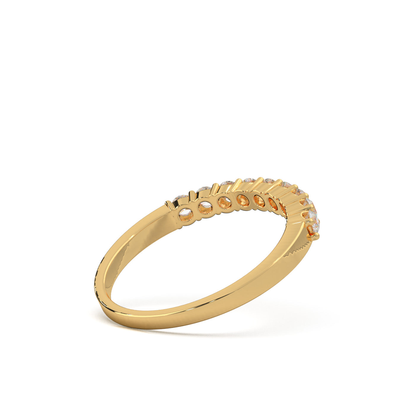 0.45 ct Moissanite Round Cut Shared Prong 9 Stone Wedding Band in 10k Yellow Gold