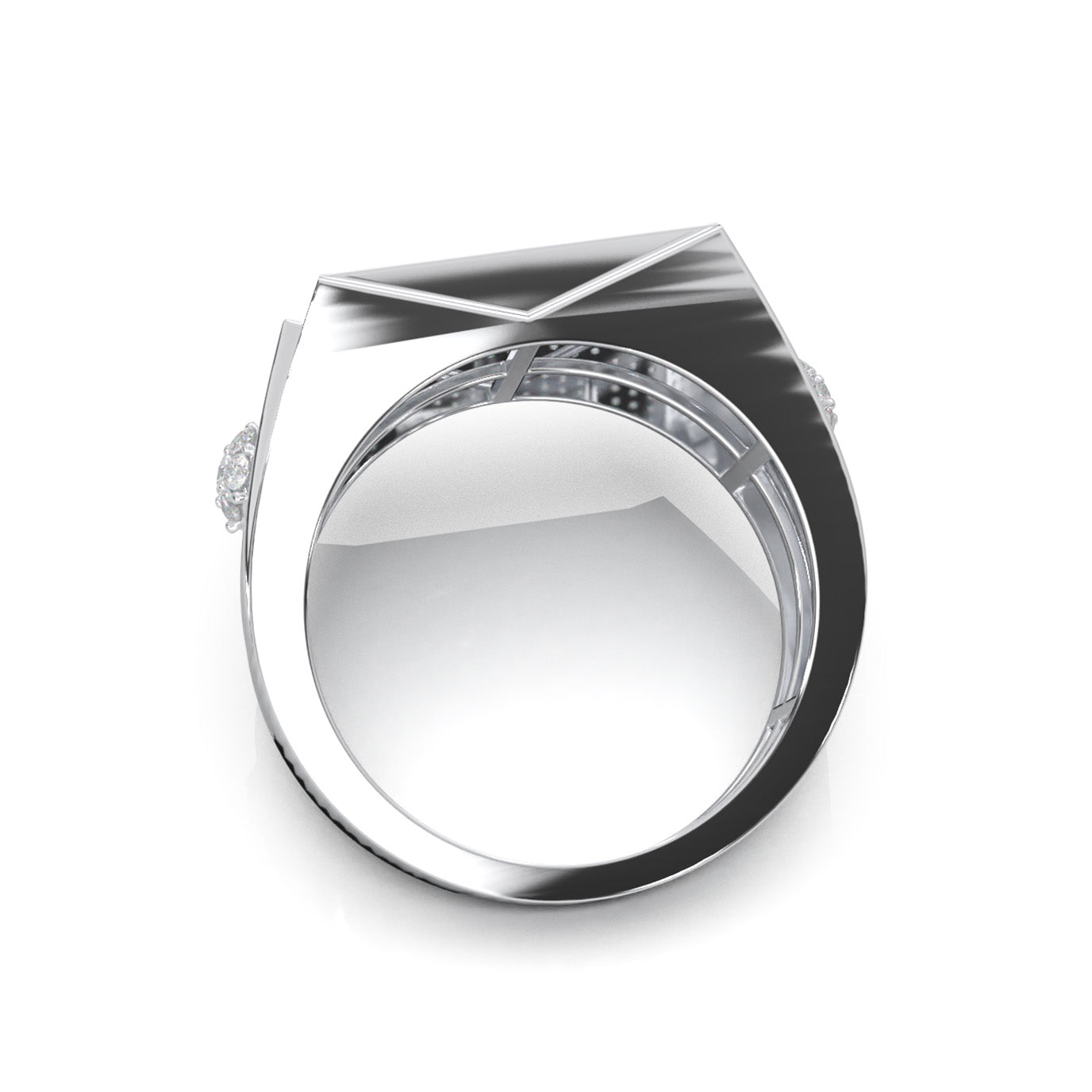 1.30 ct Lab Grown Diamond Rectangular Micropave Mens Pinky Ring in 14k White Gold