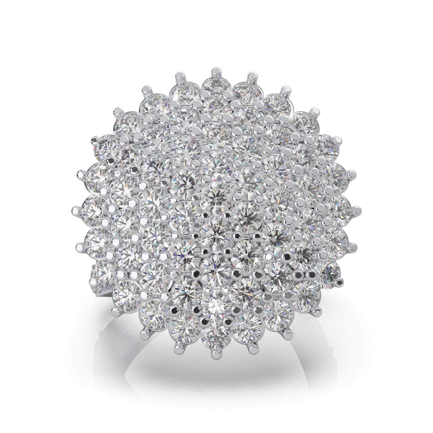 4.80 ct Natural Diamond Cluster Flower Pave Cocktail Ring in 14k White Gold