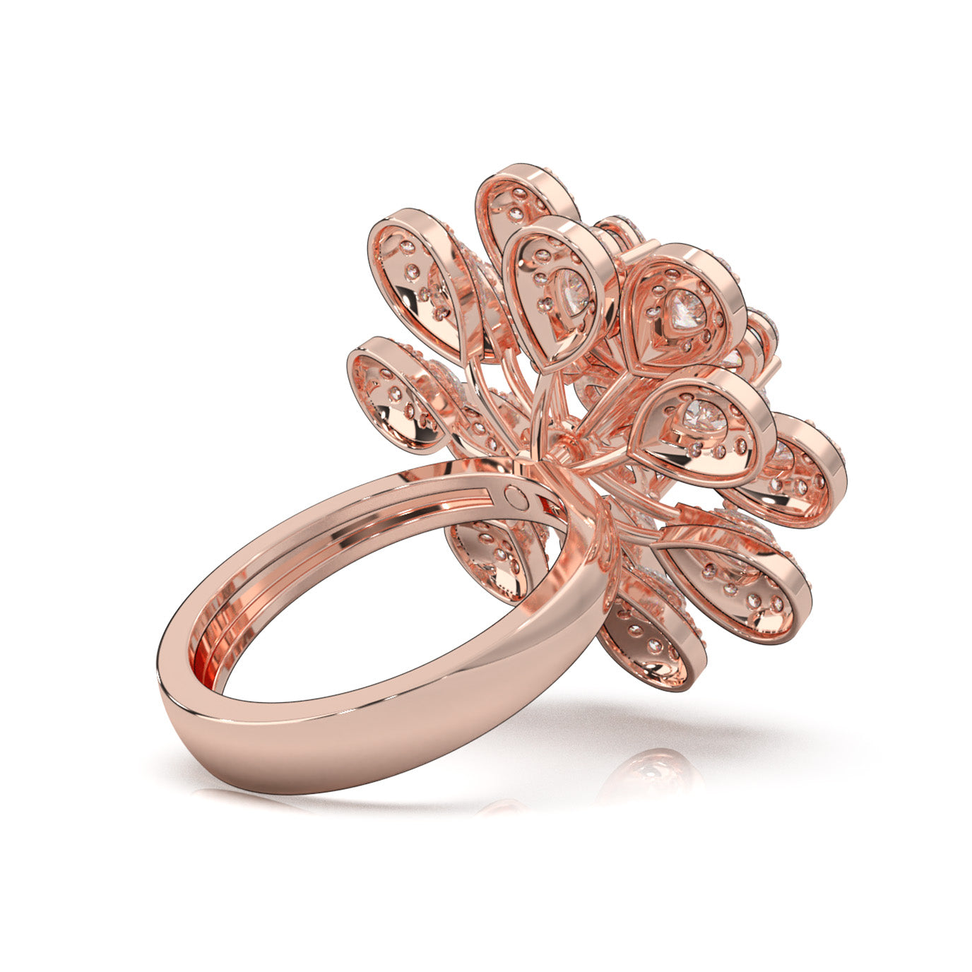 3.90 ct Natural Diamond Cocktail Rings in 14k Rose Gold