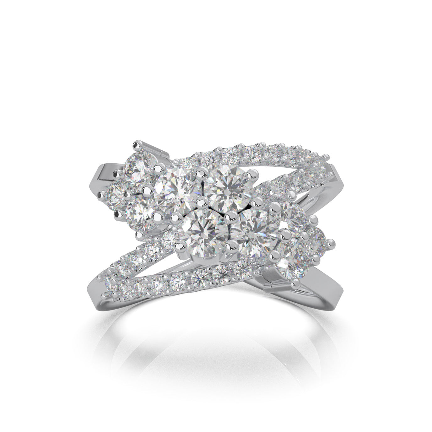 1.90 ct Moissanite Fancy Rings in 10k White Gold