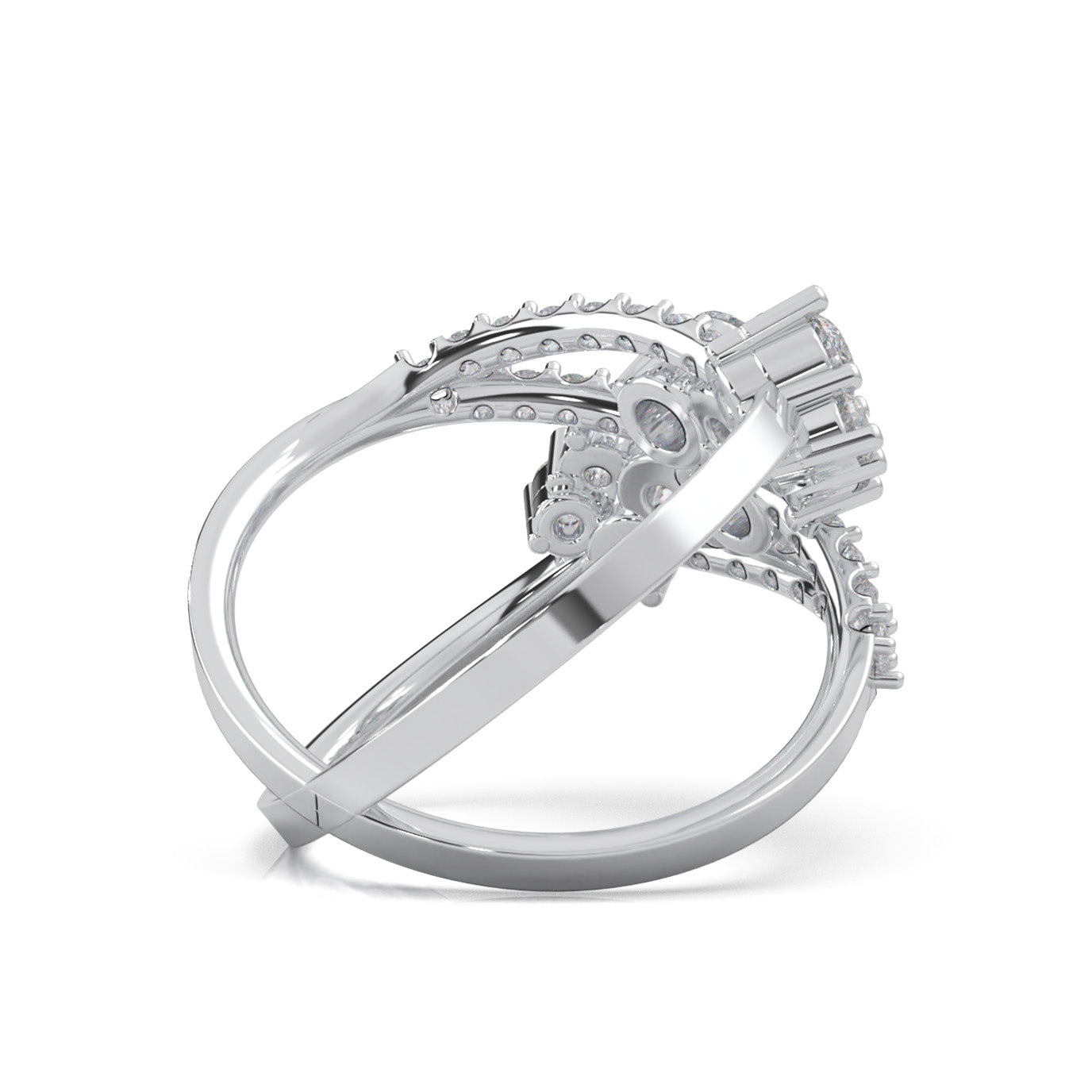 1.90 ct Natural Diamond Fancy Rings in 14k White Gold