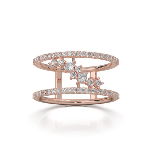 0.66 ct Moissanite Fancy Rings in 10k Rose Gold