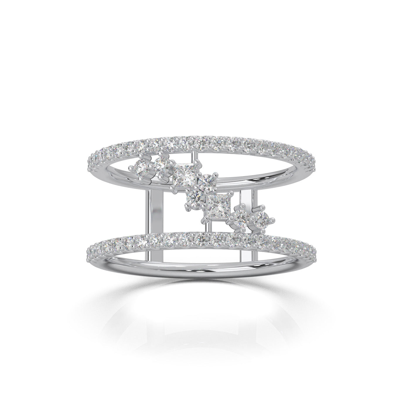 0.66 ct Moissanite Fancy Rings in 14k White Gold