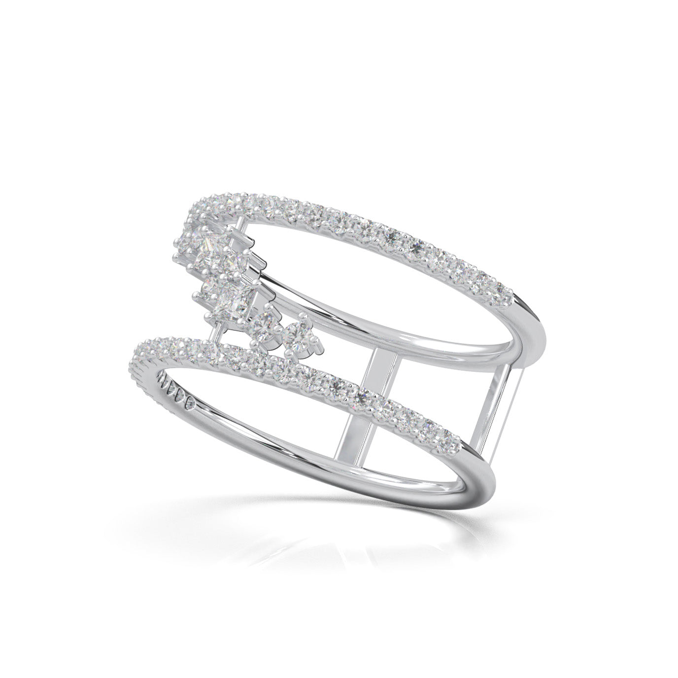 0.66 ct Moissanite Fancy Rings in 14k White Gold