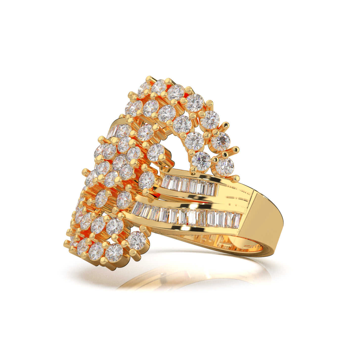 1.00 ct Natural Diamond Fancy Rings in 14k Yellow Gold