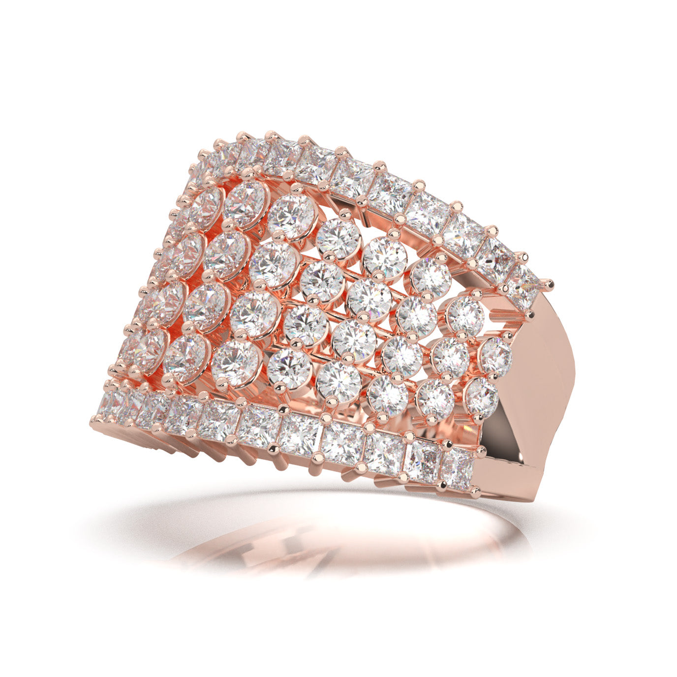3.70 ct Natural Diamond Wedding Bands in 10k Rose Gold