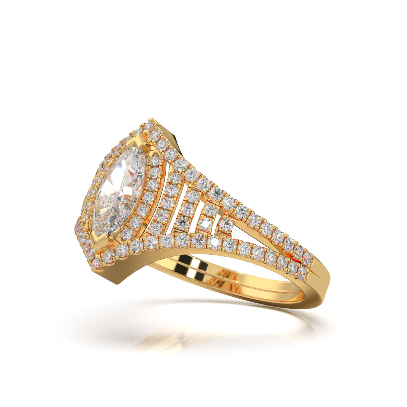 1.20 ct Natural Diamond Fancy Rings in 14k Yellow Gold