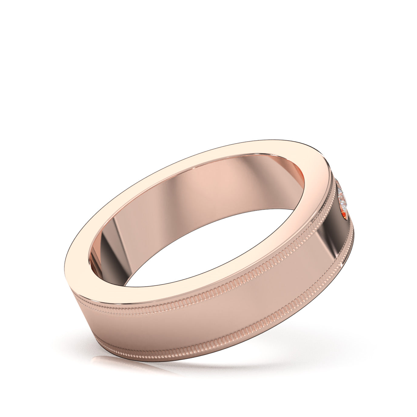 0.60 ct Lab Grown Diamond Round Cut 9 Stone Mens Channel Wedding Band in 14k Rose Gold