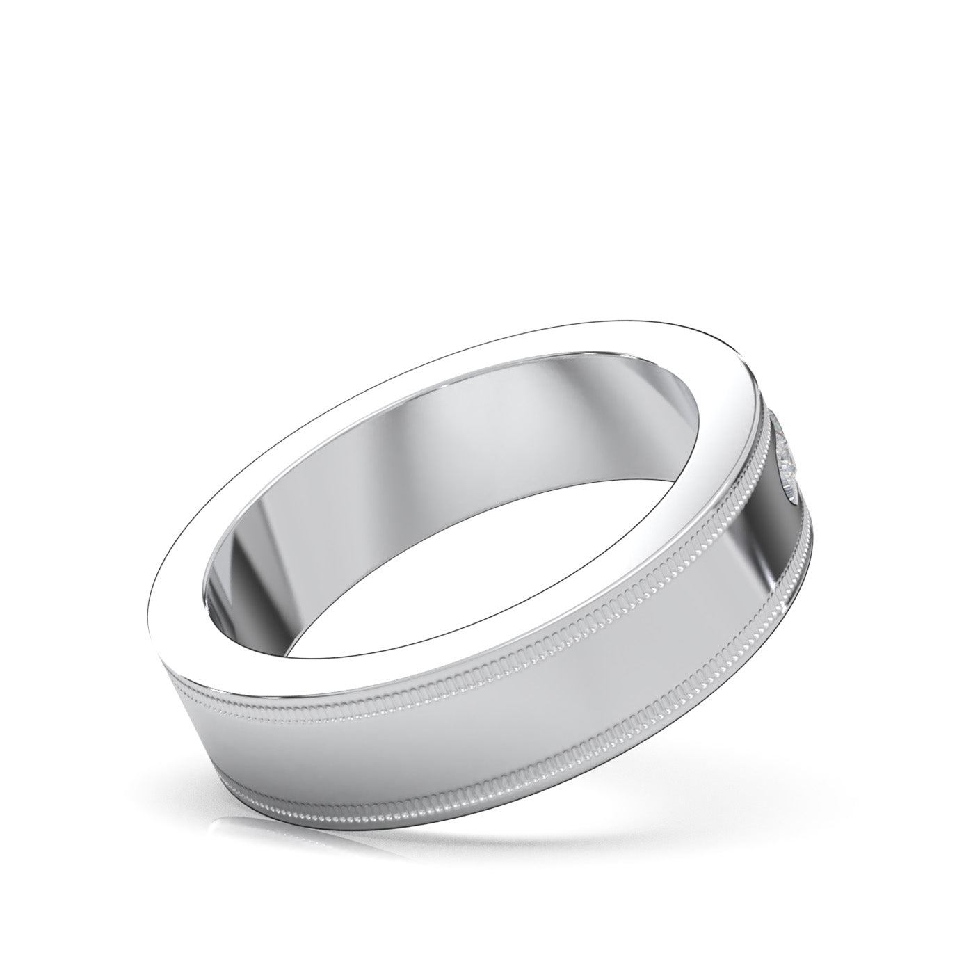 0.60 ct Lab Grown Diamond Round Cut 9 Stone Mens Channel Wedding Band in 14k White Gold