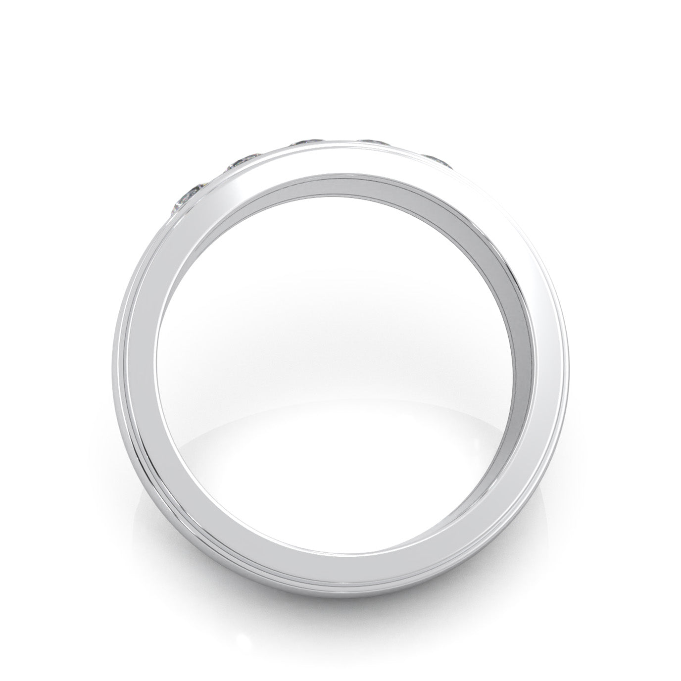 0.85 ct Moissanite 5 Stone Channel Mens Wedding Band in 10k White Gold