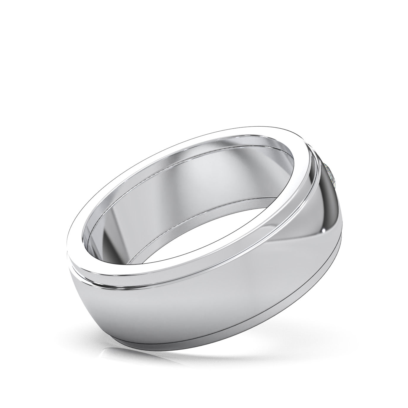 0.85 ct Moissanite 5 Stone Channel Mens Wedding Band in 14k White Gold