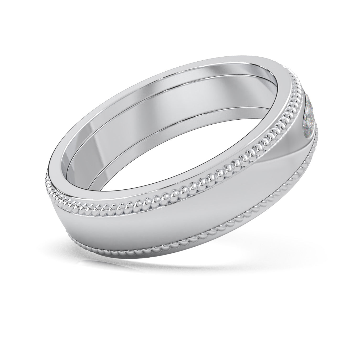0.60 ct Lab Grown Diamond Round Cut Channel Set Rope Accent Wedding Band in 14k White Gold