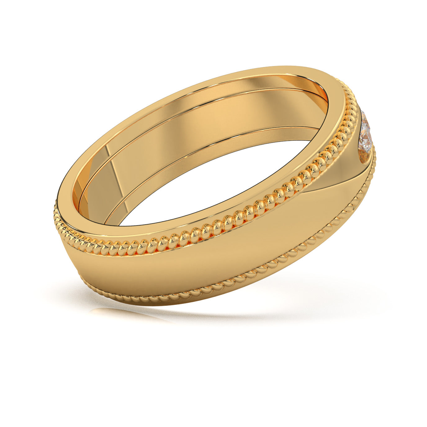 0.60 ct Lab Grown Diamond Round Cut Channel Set Rope Accent Wedding Band in 14k Yellow Gold