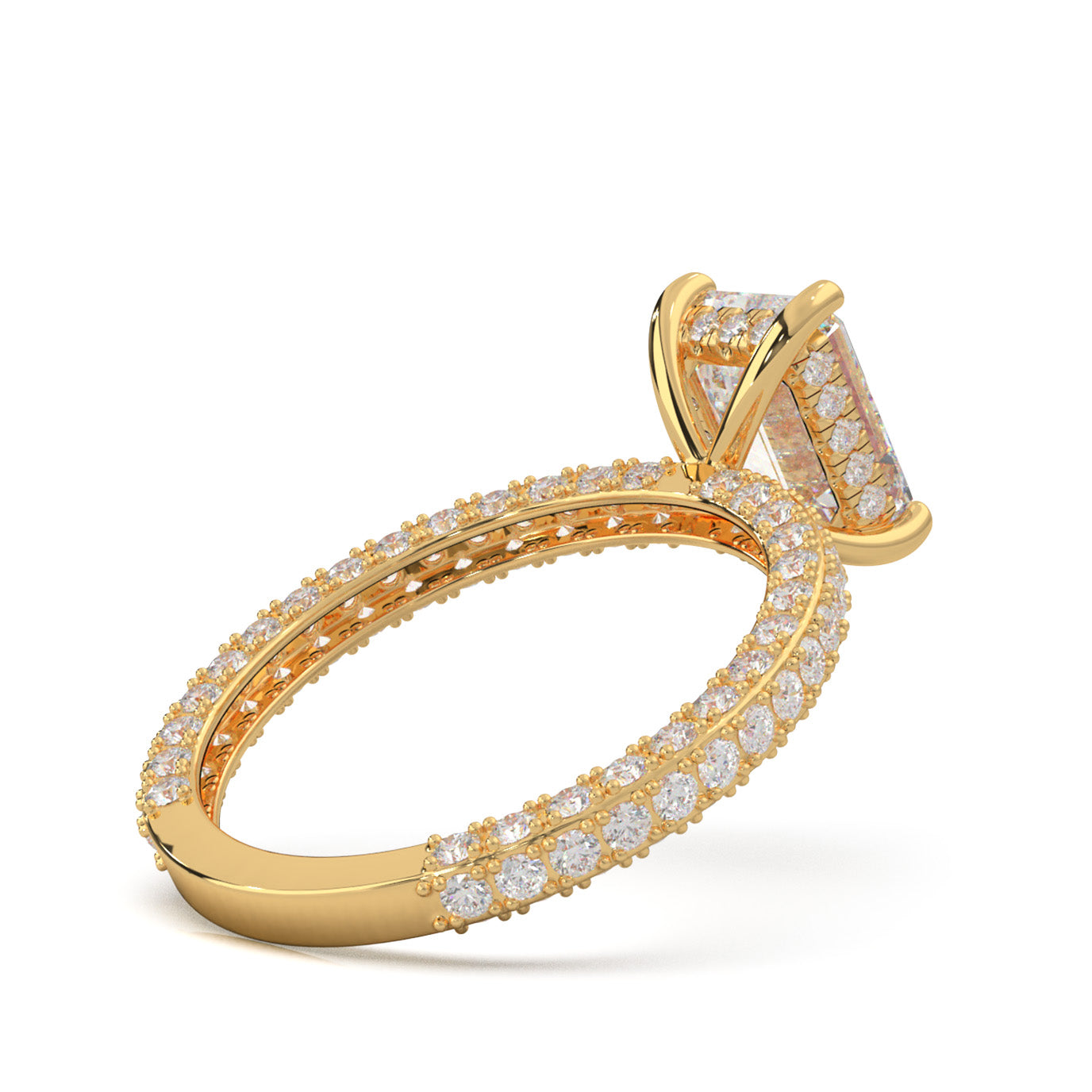 1.30 ct Natural Diamond Emerald Cut Hidden Halo Engagement Ring ISSUE in 10k Yellow Gold