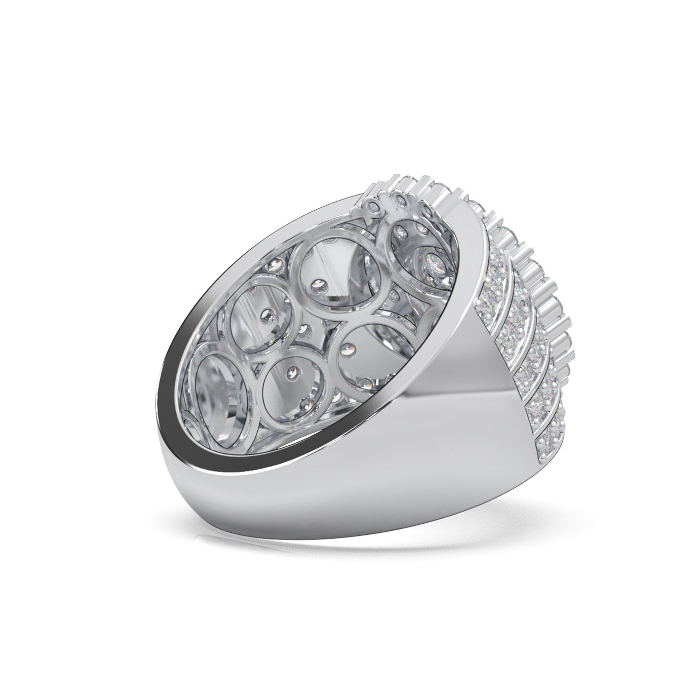 2.90 ct Natural Diamond Round Custer Bar Set Halo Mens Ring in 14k White Gold