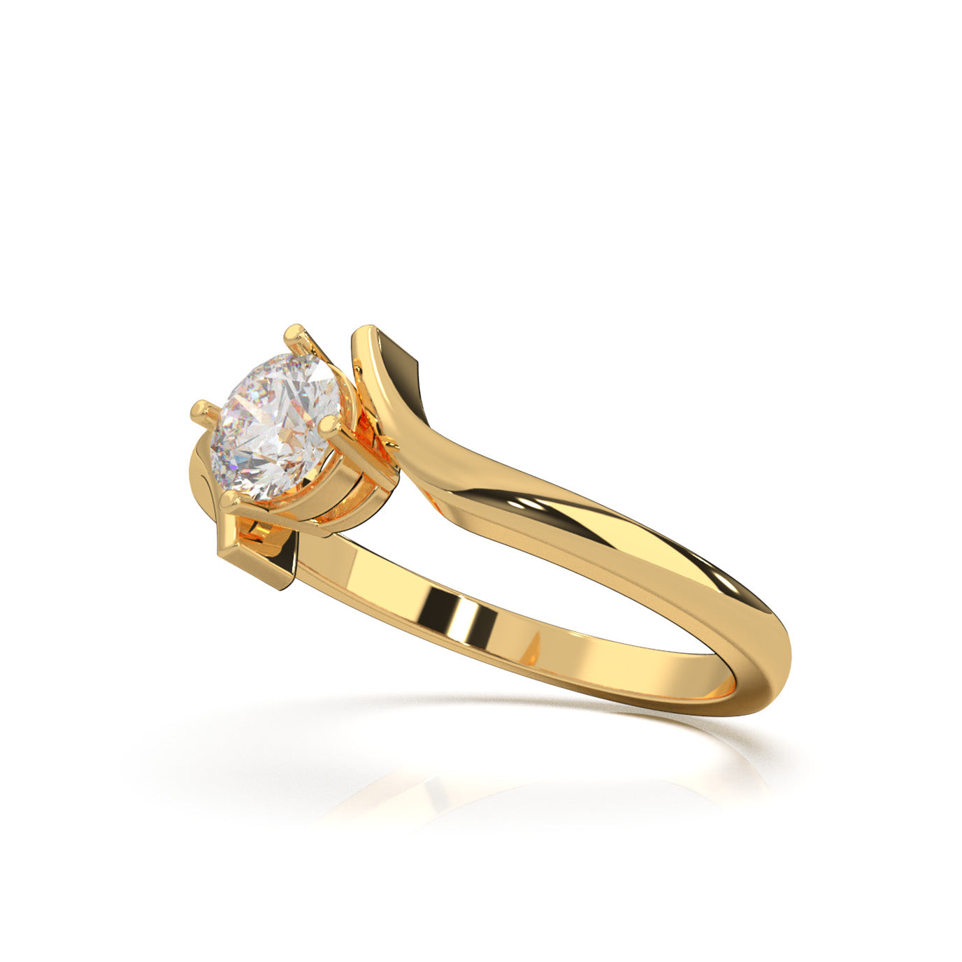 0.50 ct Lab Grown Diamond Solitaire Rings in 14k Yellow Gold